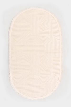 Raye-Beyaz-Oval-Salon-Oturma Odası-Koridor-Mutfak-Modern-Kilim-Yıkanabilir-Taban-Robot Süpürge-Düz
