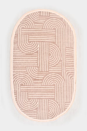 Raye-Bej-Oval-Salon-Oturma Odası-Koridor-Mutfak-Modern-Kilim-Yıkanabilir-Taban-Robot Süpürge-Düz
