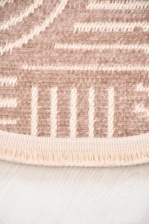 Raye-Bej-Oval-Salon-Oturma Odası-Koridor-Mutfak-Modern-Kilim-Yıkanabilir-Taban-Robot Süpürge-Düz