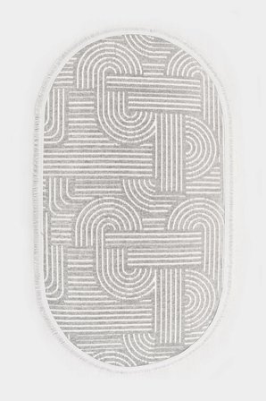 Raye-Gri-Oval-Salon-Oturma Odası-Koridor-Mutfak-Modern-Kilim-Yıkanabilir-Taban-Robot Süpürge-Düz