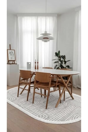 Raye-Gri-Oval-Salon-Oturma Odası-Koridor-Mutfak-Modern-Kilim-Yıkanabilir-Taban-Robot Süpürge-Düz