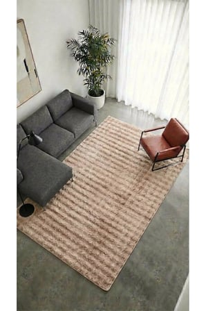 Yuma Bubble Bej Peluş Halı|Salon-Mutfak-Antre-Oturma Odası-Yumuşak-Kaymaz Taban-Yıkanabilir–Modern