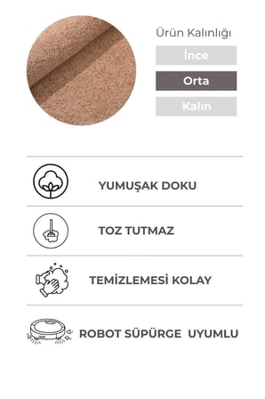 Mabel Kahve Yumuşak Tuşeli Halı | 6 Renk Seçeneği • Kaymaz Taban • Yıkanabilir
