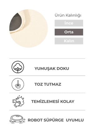 Mabel Krem Yumuşak Tuşeli Halı | 6 Renk Seçeneği • Kaymaz Taban • Yıkanabilir