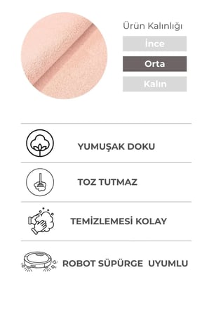 Mabel Pembe Yumuşak Tuşeli Halı | 6 Renk Seçeneği • Kaymaz Taban • Yıkanabilir
