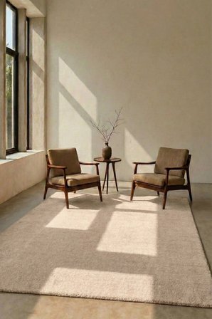 Mest Bej Premium Kadifemsi Halı Oturma Odası-Salon-Mutfak-Kaymaz Taban -Yıkanabilir-Modern