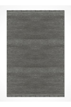 Liora Kilim Antrasit Pamuk Dokuma Yumuşak Halı | Kaymaz Tabanlı, Yıkanabilen Modern Tasarımlı Kilim