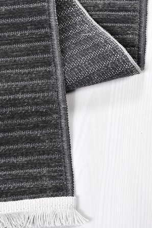 Liora Kilim Antrasit Pamuk Dokuma Yumuşak Halı | Kaymaz Tabanlı, Yıkanabilen Modern Tasarımlı Kilim