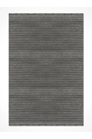 Liora Kilim Antrasit Pamuk Dokuma Yumuşak Halı | Kaymaz Tabanlı, Yıkanabilen Modern Tasarımlı Kilim