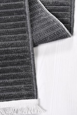 Liora Kilim Antrasit Pamuk Dokuma Yumuşak Halı | Kaymaz Tabanlı, Yıkanabilen Modern Tasarımlı Kilim
