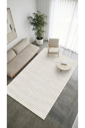 Liora Kilim Beyaz Pamuk Dokuma Yumuşak Halı | Kaymaz Tabanlı, Yıkanabilen Modern Tasarımlı Kilim
