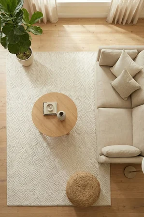 Lunüx Beyaz Renkli Halı-Salon-Oturma Odası-Mutfak-Yıkanabilir-Robot Süpürge-Kaymaz Taban-Modern