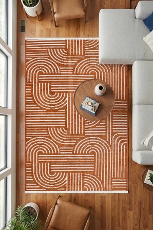 Raye  Yıkanabilir Kilim-Kaydırmaz Pamuk Dokuma Salon Mutfak Koridor -Modern-Robot Süpürge