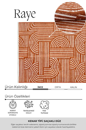 Raye  Yıkanabilir Kilim-Kaydırmaz Pamuk Dokuma Salon Mutfak Koridor -Modern-Robot Süpürge