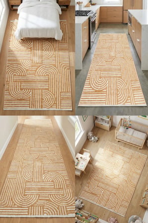 Raye  Yıkanabilir Kilim-Kaydırmaz Pamuk Dokuma Salon Mutfak Koridor -Modern-Robot Süpürge