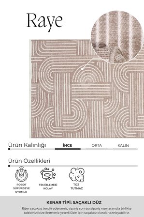 Raye  Yıkanabilir Kilim-Kaydırmaz Pamuk Dokuma Salon Mutfak Koridor -Modern-Robot Süpürge