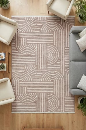 Raye  Yıkanabilir Kilim-Kaydırmaz Pamuk Dokuma Salon Mutfak Koridor -Modern-Robot Süpürge