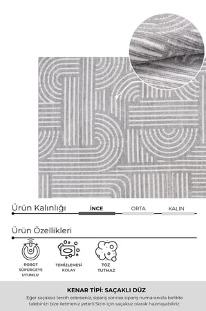 Raye  Yıkanabilir Kilim-Kaydırmaz Pamuk Dokuma Salon Mutfak Koridor -Modern-Robot Süpürge