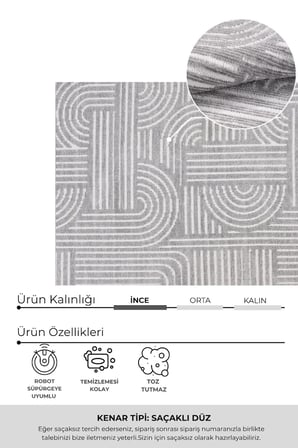 Raye  Yıkanabilir Kilim-Kaydırmaz Pamuk Dokuma Salon Mutfak Koridor -Modern-Robot Süpürge