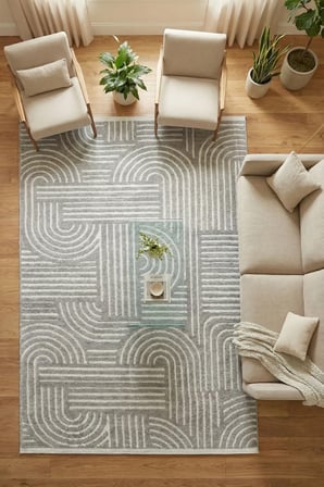 Raye  Yıkanabilir Kilim-Kaydırmaz Pamuk Dokuma Salon Mutfak Koridor -Modern-Robot Süpürge