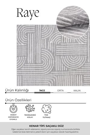 Raye  Yıkanabilir Kilim-Kaydırmaz Pamuk Dokuma Salon Mutfak Koridor -Modern-Robot Süpürge