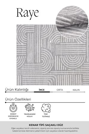 Raye  Yıkanabilir Kilim-Kaydırmaz Pamuk Dokuma Salon Mutfak Koridor -Modern-Robot Süpürge