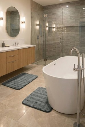 Yuma 2’li Peluş Bubble Banyo Paspas Seti 60x100+50x60 cm Kaymaz Taban, umuşak,Yıkanabilir