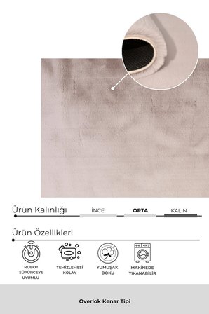 Bulut Vizon Yüksek Havlı Peluş Halı-Ultra Yumuşak Lüks Doku-Kaymaz Taban-Seçkin Konfor-Yıkanabilir