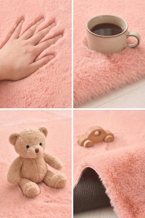 Bulut Pembe Yüksek Havlı Peluş Halı-Ultra Yumuşak Lüks Doku-Kaymaz Taban-Seçkin Konfor-Yıkanabilir