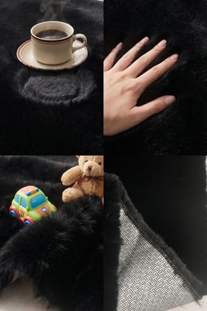 Bulut Siyah Yüksek Havlı Peluş Halı-Ultra Yumuşak Lüks Doku-Kaymaz Taban-Seçkin Konfor-Yıkanabilir