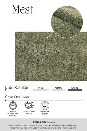 Mest Işıltı Yeşil Premium Kadfemsi Halı Oturma Odası-Salon-Mutfak-Kaymaz Taban -Yıkanabilir-Modern
