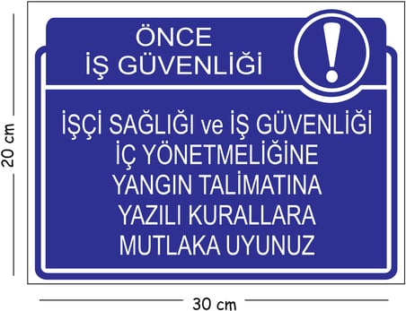 Metal İşçi Sağlığı Ve İş Güvenliği İç Yönetmeliğine Yangın Talimatına Yazılı Kurallara 20x30 cm A4