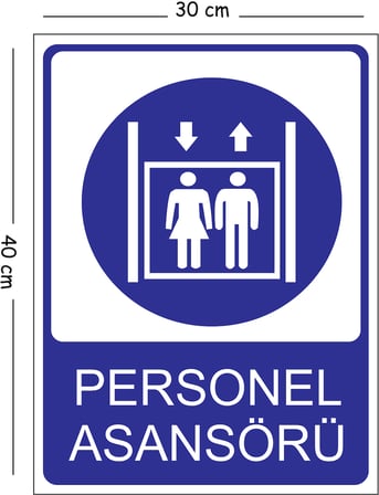 Metal Personel Asansörü 30x40 cm A3 Uyarı İş Güvenliği Levhası