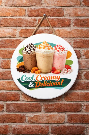 Cafe Restoran İçin Frappuccino Kahve Duvar Kapı Tablo Süsü Ahşap Askılı Pano Tabela No 1