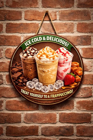 Cafe Restoran İçin Frappuccino Kahve Duvar Kapı Tablo Süsü Ahşap Askılı Pano Tabela No 14