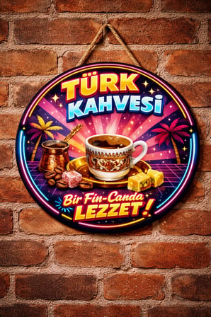Cafe Restoran İçin Türk Kahvesi 80 ler Kahve Duvar Kapı Tablo Süsü Ahşap Askılı Pano Tabela No 10