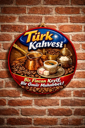 Cafe Restoran İçin Türk Kahvesi Retro Kahve Duvar Kapı Tablo Süsü Ahşap Askılı Pano Tabela No 13