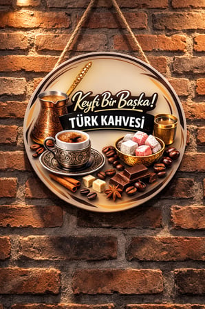 Cafe Restoran İçin Türk Kahvesi Kahve Duvar Kapı Tablo Süsü Ahşap Askılı Pano Tabela No 18