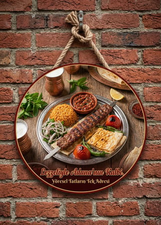 Adana Kebabı Porsiyon Temalı Kebapçılar Restoranlar Lokantalar İçin Ahşap Duvar Kapı Dekoratif Süs