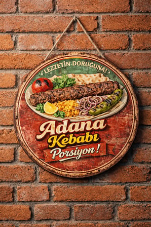 Adana Kebabı Porsiyon Temalı Kebapçılar Restoranlar Lokantalar İçin Ahşap Duvar Kapı Dekoratif Süs