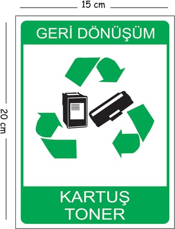 Metal Geri Dönüşüm Kartuş Toner 15x20 cm Uyarı İş Güvenliği Levhası