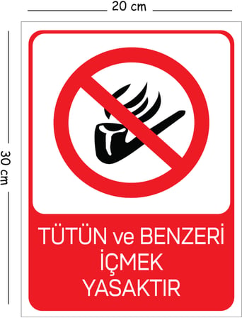 Metal Tütün ve Benzeri İçmek Yasaktır 20x30 cm A4 Uyarı İş Güvenliği Levhası