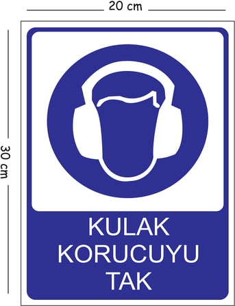 Metal Kulak Koruyucuyu Tak 20x30 cm A4 Uyarı İş Güvenliği Levhası