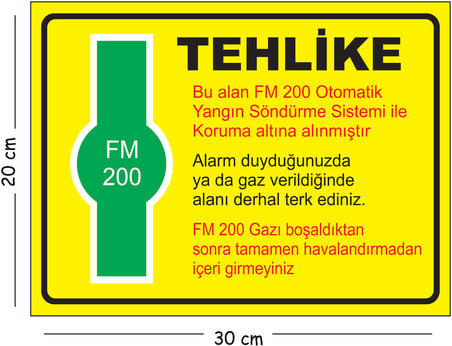 Metal Tehlike Bu Alan Fm200 Otomatik Yangın Söndürme Sistemi İle Koruma Altına Alınmış 20x30 cm A4