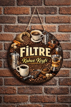Filtre Kahve Temalı Cafeler Kahveciler Baristalar İçin Ahşap Duvar Kapı Dekoratif Süs Tablo