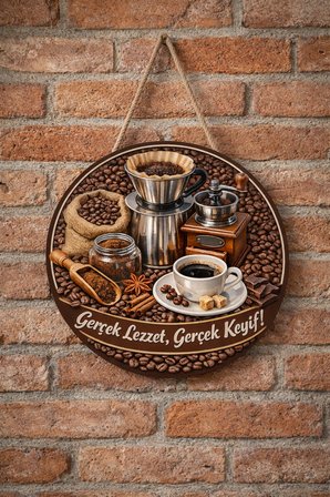 Filtre Kahve Temalı Cafeler Kahveciler Baristalar İçin Ahşap Duvar Kapı Dekoratif Süs Tablo