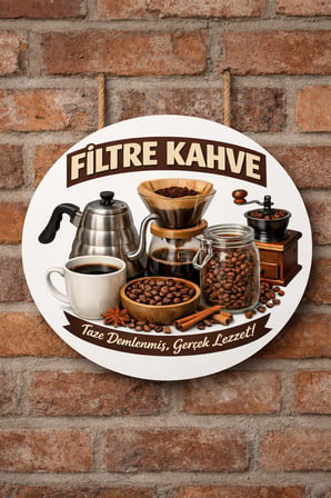 Filtre Kahve Temalı Cafeler Kahveciler Baristalar İçin Ahşap Duvar Kapı Dekoratif Süs Tablo