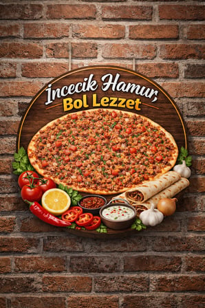 Lahmacun Temalı Kebapçılar Restoranlar Lokantalar İçin Ahşap Duvar Kapı Dekoratif Süs Tablo