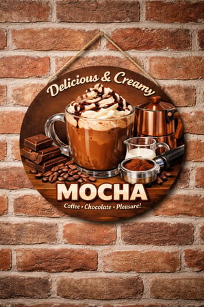 Mocha Temalı Cafeler Kahveciler Baristalar İçin Ahşap Duvar Kapı Dekoratif Süs Tablo