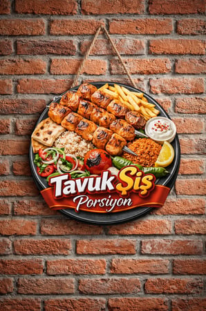 Tavuk Şiş Porsiyon Temalı Kebapçılar Restoranlar Lokantalar İçin Ahşap Duvar Kapı Dekoratif Süs Tablo